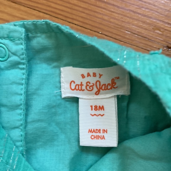 Green cat and Jack dress with silver thread - Picture 3 of 3